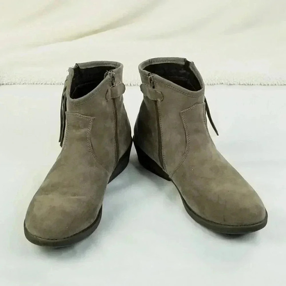 Sam Edelman Size 4 Taupe Becka Addie Side Zip Tassels Suede Women's Ankle Boots - Picture 8 of 12